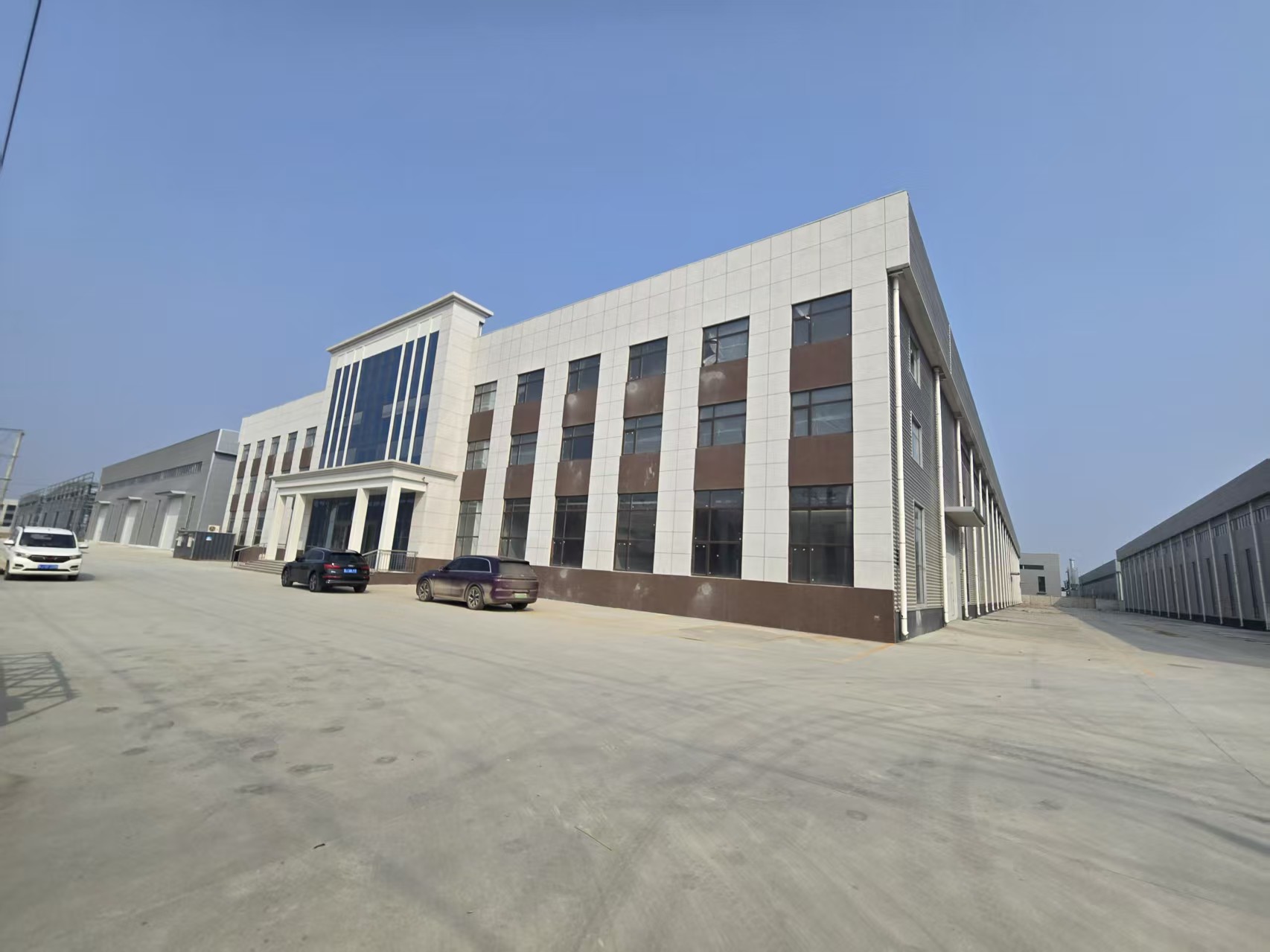 Factory exterior and office building.
